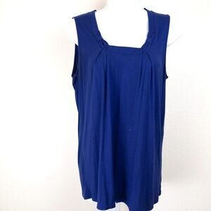 Elie Tahari Royal Blue Square Neck Women Tunic Top Medium